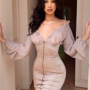 House of CB Gia Taupe Bustier Dress